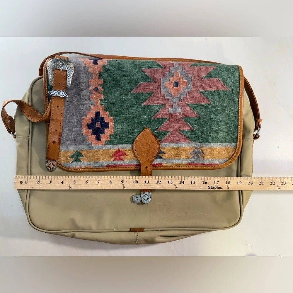 Vintage True‎ West Leather Southwestern Messenger Bag - Picture 10 of 12